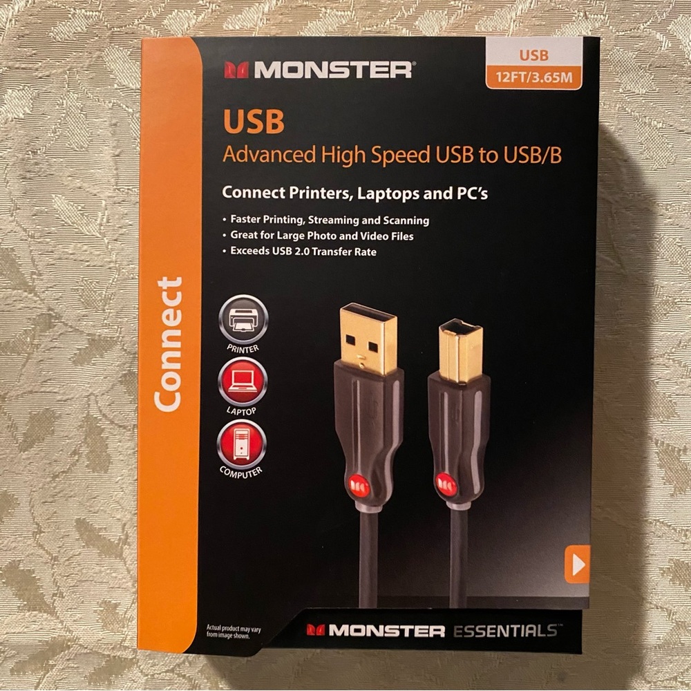 Monster Essentials USB Advanced High Speed USB to USB/B 12 ft